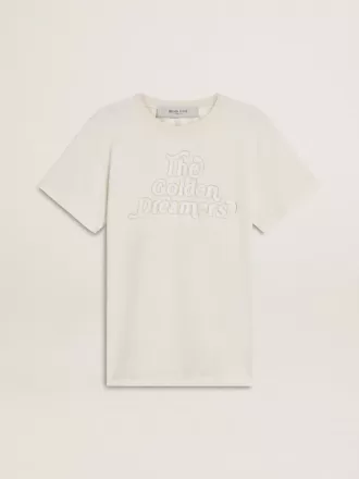 T-shirt bianca da donna con stampa sul davanti