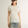 T-shirt bianca da donna con stampa sul davanti T-shirt bianca da donna con stampa sul davanti