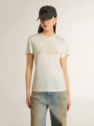 T-shirt bianca da donna con stampa sul davanti