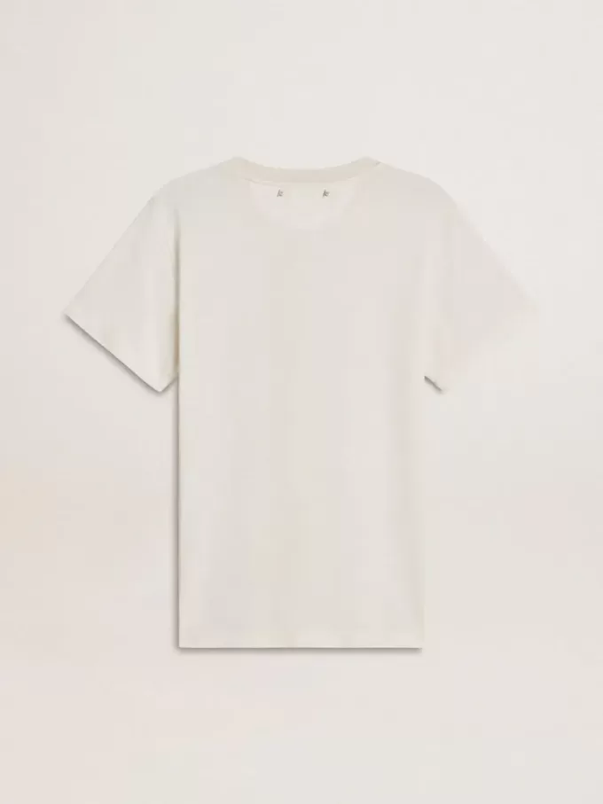 T-shirt bianca da donna con stampa sul davanti T-shirt bianca da donna con stampa sul davanti