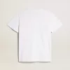 T-shirt bianca da donna con stella bordeaux sul davanti T-shirt bianca da donna con stella bordeaux sul davanti