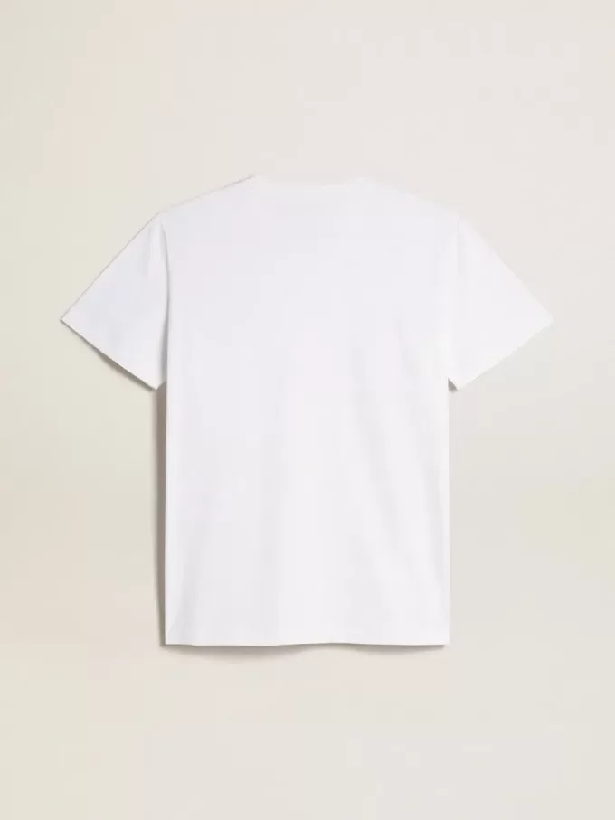 T-shirt bianca da donna con stella bordeaux sul davanti T-shirt bianca da donna con stella bordeaux sul davanti
