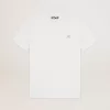 T-shirt bianca da donna con stella glitterata argento sul davanti T-shirt bianca da donna con stella glitterata argento sul davanti