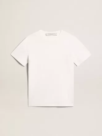 T-shirt bianca da uomo con trattamento effetto consumato T-shirt bianca da uomo con trattamento effetto consumato