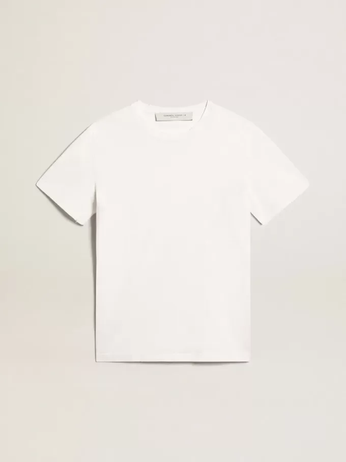 T-shirt bianca da uomo con trattamento effetto consumato T-shirt bianca da uomo con trattamento effetto consumato