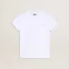 T-shirt bianca e argento con logo e maxi stella in glitter argento