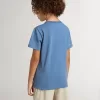 T-shirt blu da bambino con stampa bianca T-shirt blu da bambino con stampa bianca