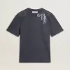 T-shirt blu da uomo con stampa bianca T-shirt blu da uomo con stampa bianca