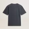 T-shirt blu da uomo con stampa bianca T-shirt blu da uomo con stampa bianca