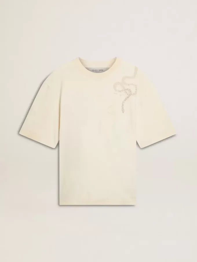 T-shirt CNY bianco consumato dalla vestibilità morbida T-shirt CNY bianco consumato dalla vestibilità morbida