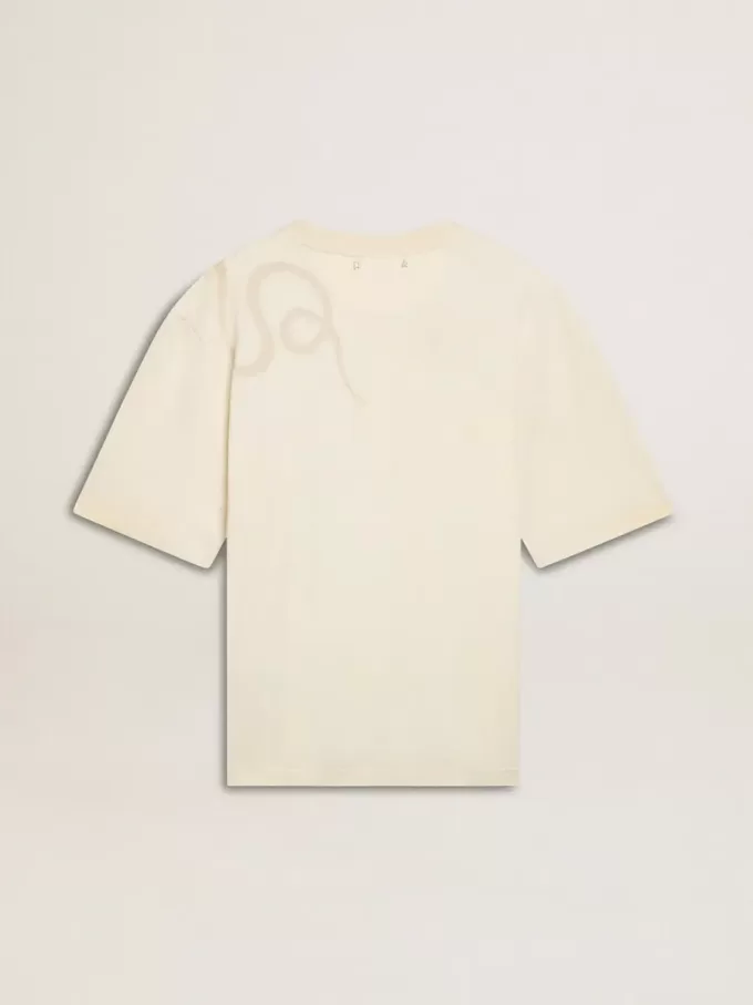 T-shirt CNY bianco consumato dalla vestibilità morbida T-shirt CNY bianco consumato dalla vestibilità morbida