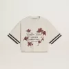 T-shirt corta oversize da donna in jersey bianco con ricami e stampa “Venezia Mediterraneo”