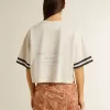 T-shirt corta oversize da donna in jersey bianco con ricami e stampa “Venezia Mediterraneo”