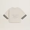 T-shirt corta oversize da donna in jersey bianco con ricami e stampa “Venezia Mediterraneo”