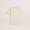 T-shirt da bambino color crema con logo in rilievo