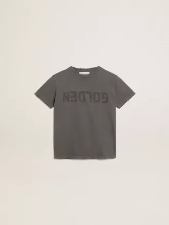 T-shirt da bambino grigia con effetto consumato