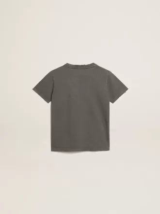 T-shirt da bambino grigia con effetto consumato
