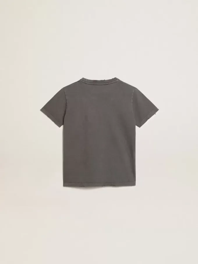 T-shirt da bambino grigia con effetto consumato