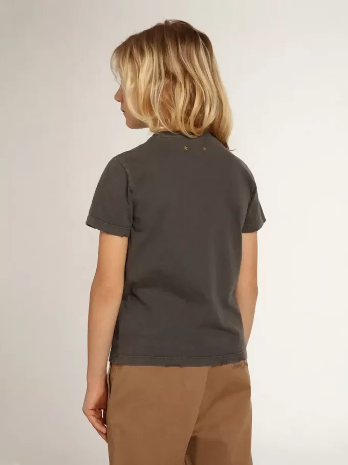 T-shirt da bambino grigia con effetto consumato