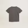 T-shirt da bambino grigia con effetto consumato