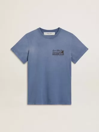 T-shirt da donna azzurro slavato con stampa sul petto