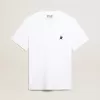 T-shirt da donna bianca con stella blu scuro sul davanti