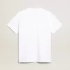 T-shirt da donna bianca con stella blu scuro sul davanti