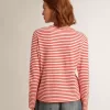 T-shirt da donna con strisce bianche e rosse e ricamo sul davanti T-shirt da donna con strisce bianche e rosse e ricamo sul davanti