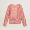 T-shirt da donna con strisce bianche e rosse e ricamo sul davanti T-shirt da donna con strisce bianche e rosse e ricamo sul davanti