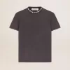 T-shirt da donna grigio antracite con cristalli