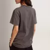 T-shirt da donna grigio antracite con cristalli