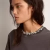 T-shirt da donna grigio antracite con cristalli