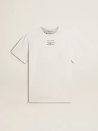 T-shirt da donna in cotone bianco consumato con scritte nere