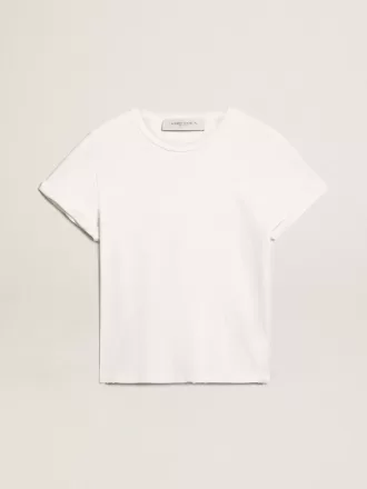 T-shirt da donna regular fit effetto consumato in bianco