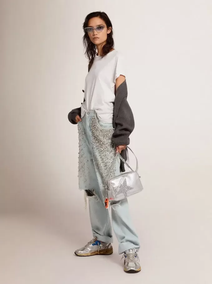 T-shirt da donna regular fit effetto consumato in bianco T-shirt da donna regular fit effetto consumato in bianco