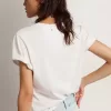 T-shirt da donna regular fit effetto consumato in bianco T-shirt da donna regular fit effetto consumato in bianco