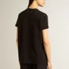 T-shirt da donna regular fit effetto consumato in nero
