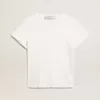 T-shirt da donna slim fit effetto consumato in bianco