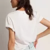 T-shirt da donna slim fit effetto consumato in bianco
