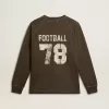 T-shirt da uomo a maniche lunghe in cotone grigio antracite con logo sul retro