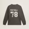 T-shirt da uomo a maniche lunghe in cotone grigio antracite con logo sul retro