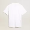 T-shirt da uomo bianca con stella blu scuro sul davanti