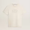 T-shirt da uomo bianca dal look vintage con stampa frontale T-shirt da uomo bianca dal look vintage con stampa frontale