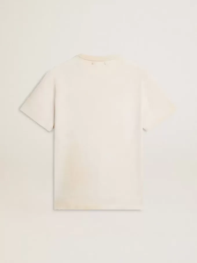 T-shirt da uomo bianca dal look vintage con stampa frontale T-shirt da uomo bianca dal look vintage con stampa frontale