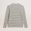 T-shirt da uomo con strisce bianche e blu e ricamo sul davanti T-shirt da uomo con strisce bianche e blu e ricamo sul davanti