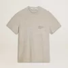 T-shirt da uomo grigia con scritte nere