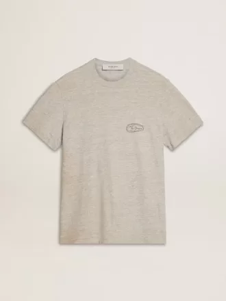 T-shirt da uomo grigia con scritte nere