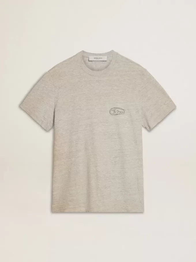 T-shirt da uomo grigia con scritte nere