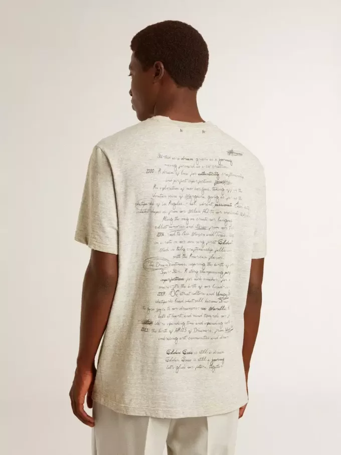 T-shirt da uomo grigia con scritte nere