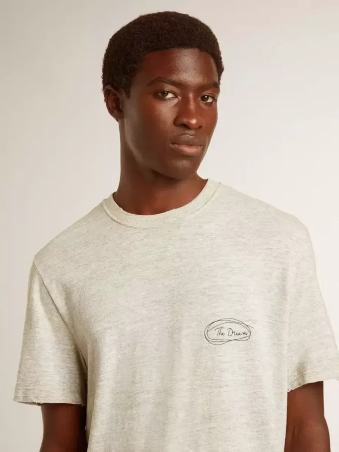 T-shirt da uomo grigia con scritte nere